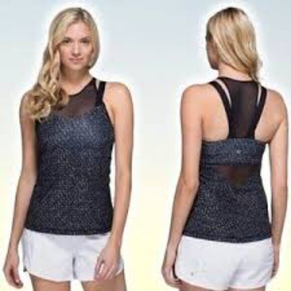 Lululemon Running In The City Tank Heathered Net Pop Black Multi Size 8 - Picture 11 of 11